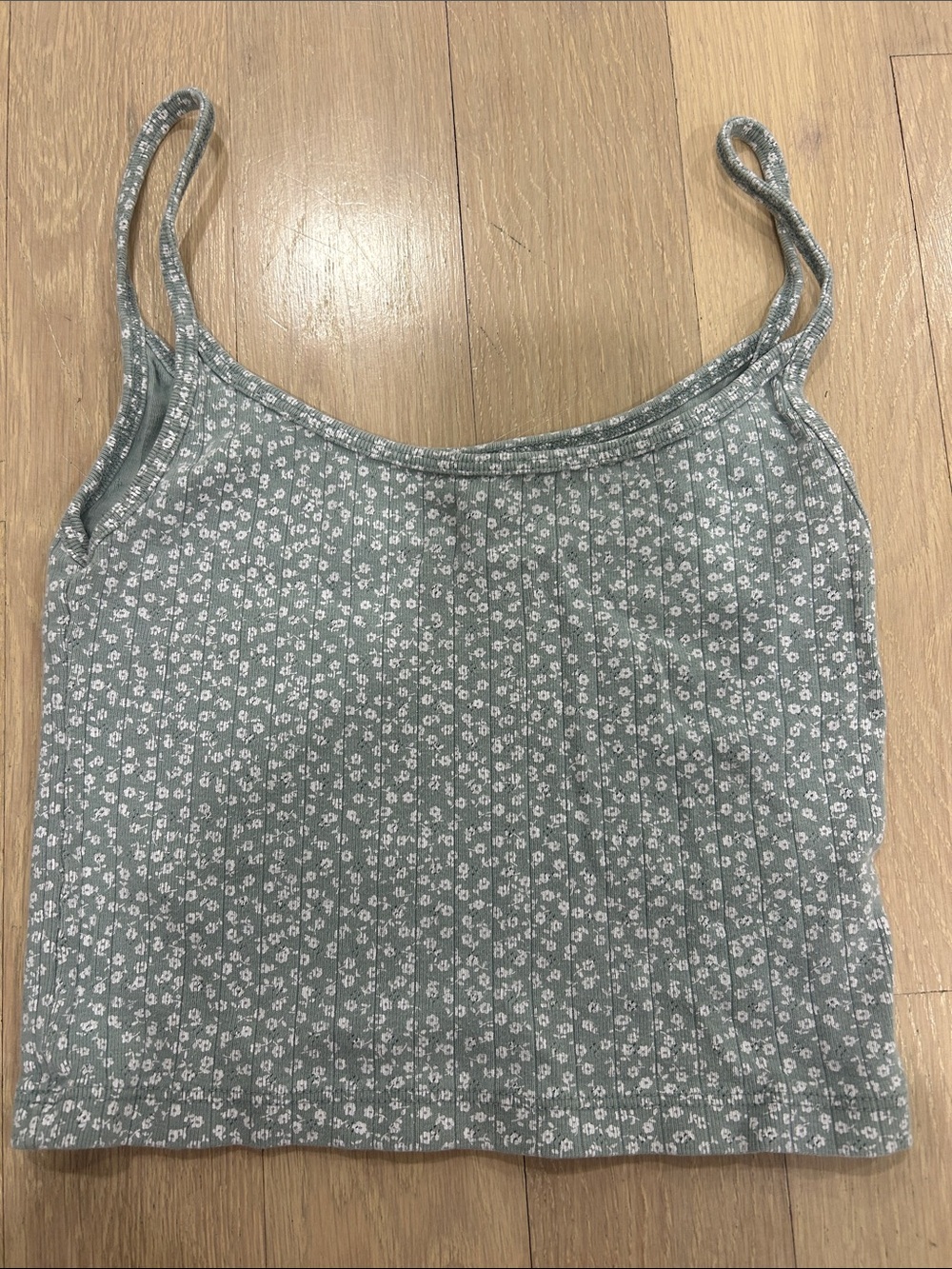Brandy melville green floral pajama tank top